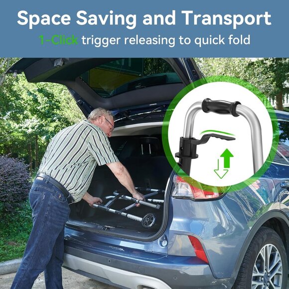 Folding Walker with Basket and Glide Skis - Picture 5 of 6